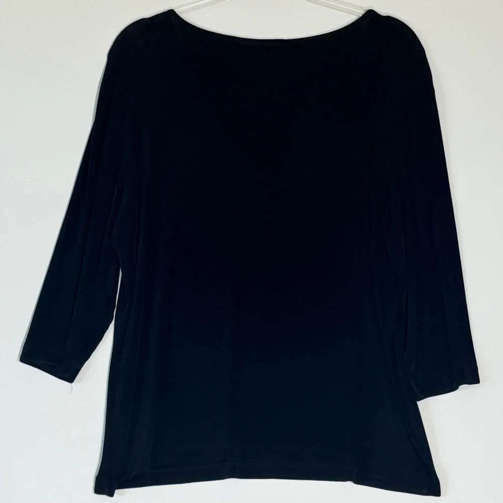 Chico's Travelers Black 3/4 Sleeve Scoop Neck Top Large - Picture 5 of 7